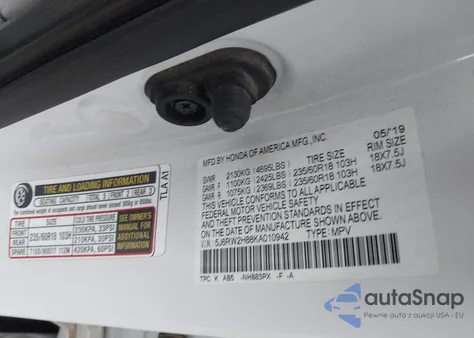 2019 Honda Cr-V Ex-L из США, поврежденный, VIN 5J6RW2H88KA010942